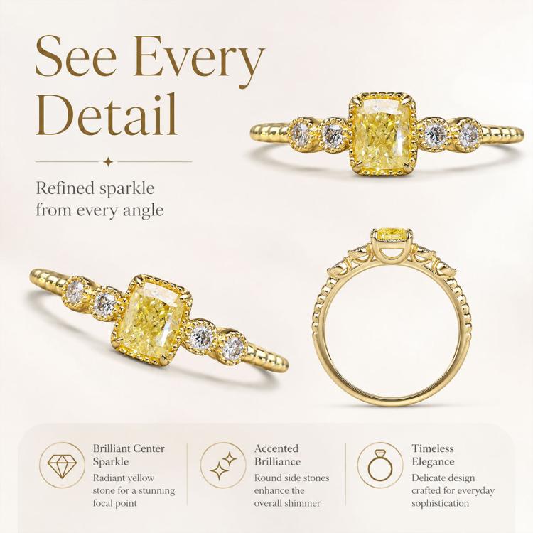 Women Geometric Square Inlaid Cubic Zirconia Ring, Size:No.6 - Image 9