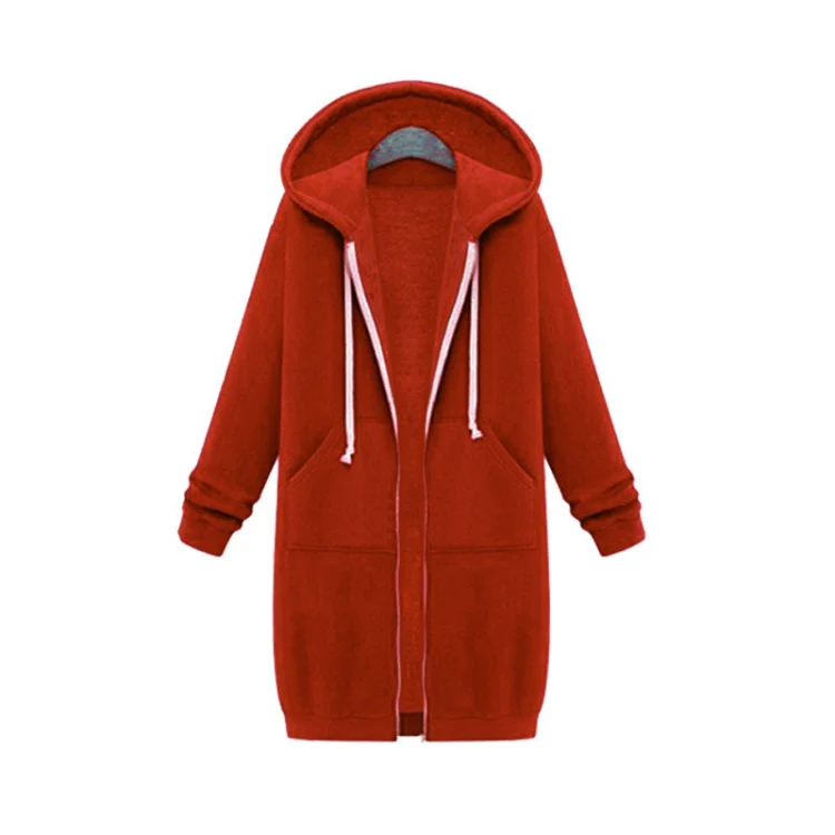 Women Hooded Long Sleeved Sweater In The Long Coat, Size: XXXXXL(Orange)