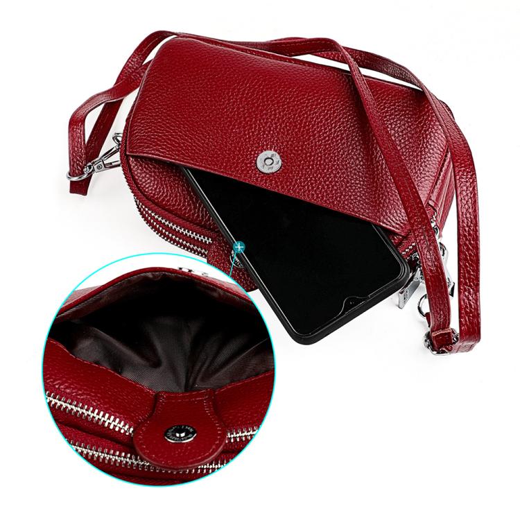 Women Large Capacity Genuine Leather Crossbody Bag(Lavender) - Image 6