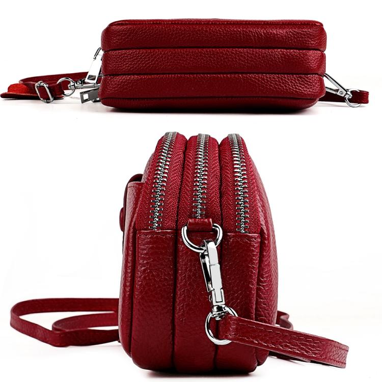 Women Large Capacity Genuine Leather Crossbody Bag(Lavender) - Image 8