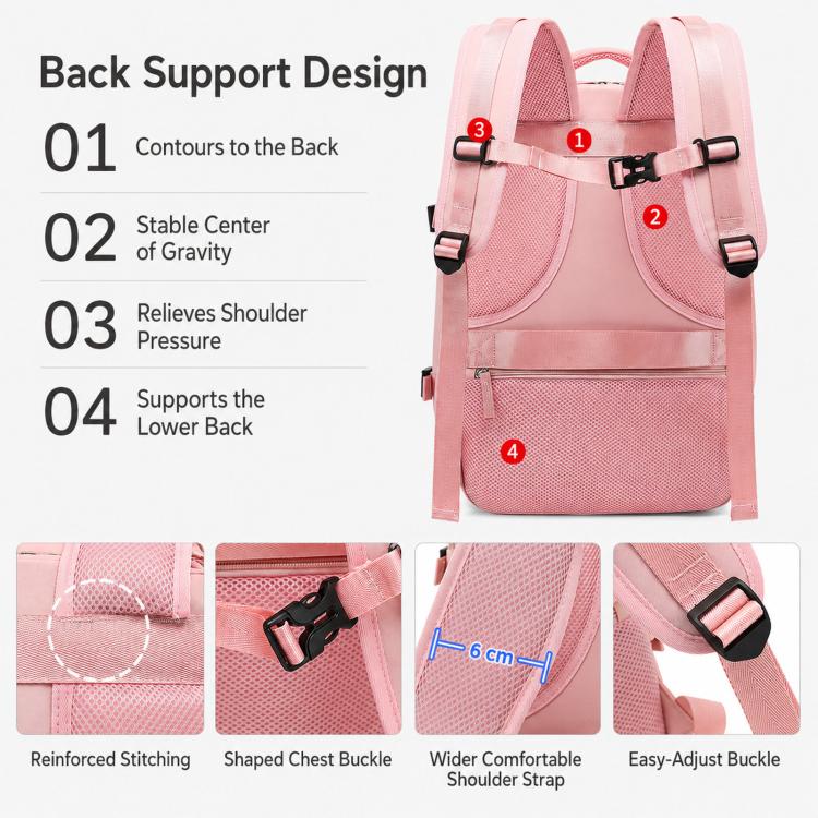 Women Men Travel Backpack Carry-On with Laptop Compartment & USB Port, Shoe Storage, Wet/Dry Separation, Waterproof Large Capacity Daypack(2210 Beige) - Image 11