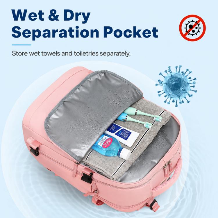 Women Men Travel Backpack Carry-On with Laptop Compartment & USB Port, Shoe Storage, Wet/Dry Separation, Waterproof Large Capacity Daypack(2210 Grey) - Image 6