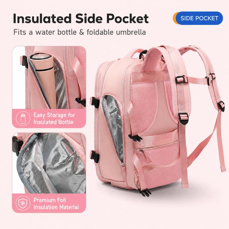 Women Men Travel Backpack Carry-On with Laptop Compartment & USB Port, Shoe Storage, Wet/Dry Separation, Waterproof Large Capacity Daypack(2210 Light Blue) - Image 7
