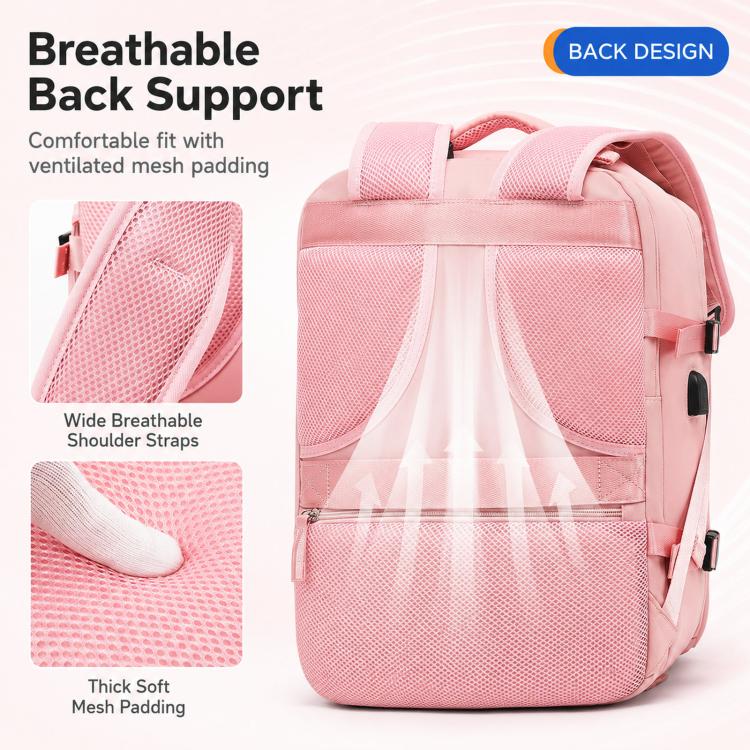Women Men Travel Backpack Carry-On with Laptop Compartment & USB Port, Shoe Storage, Wet/Dry Separation, Waterproof Large Capacity Daypack(2210 Light Purple) - Image 10