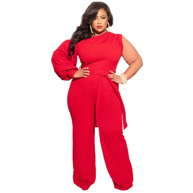 Women Plus Size Sweatpants Wide Leg Pants (Color:Red Size:XXXXL) - Image 2