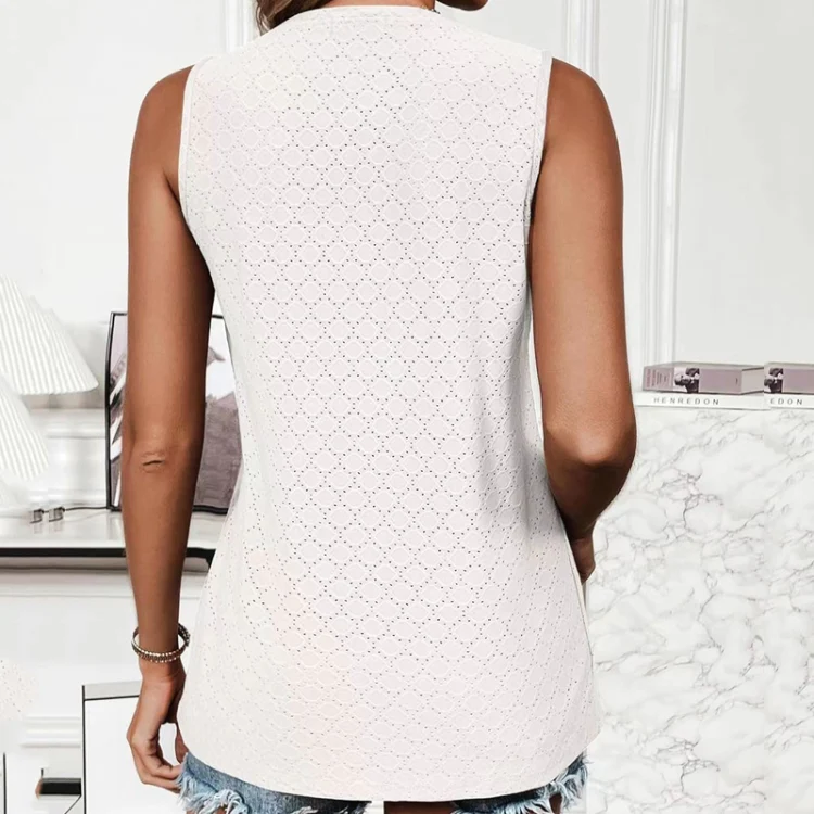 Women Spring Summer Round Neck Printed Vest T-Shirt Top, Size: XXL(White) - Image 3