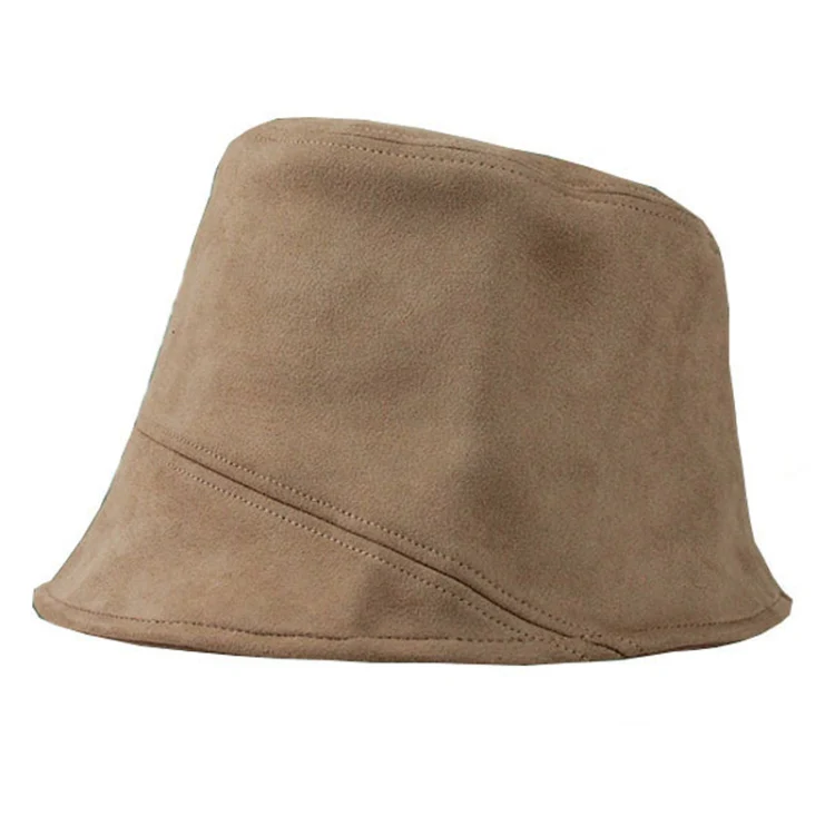 Women Suede Fisherman Hat Show Face Small Basin Cap Bucket Hat(Black) - Image 2