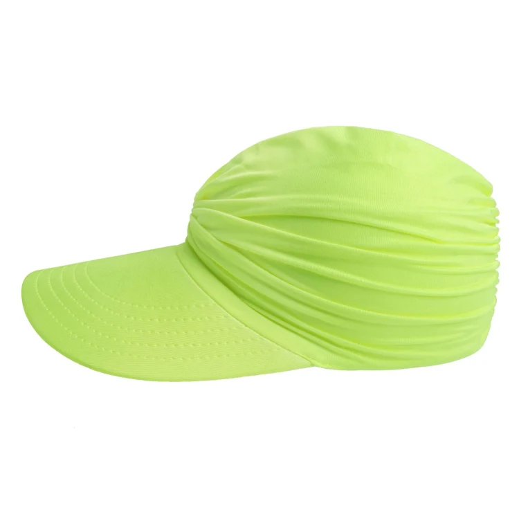 Women Visor Sun Protection Cap Elastic Hollow Large Brim Hat(Fluorescent Yellow) - Image 4