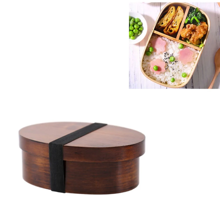 Wood Environmental Protection Tableware Portable Lunch Box Bento Box, Style:Single Layer(Paint Color) - Image 2