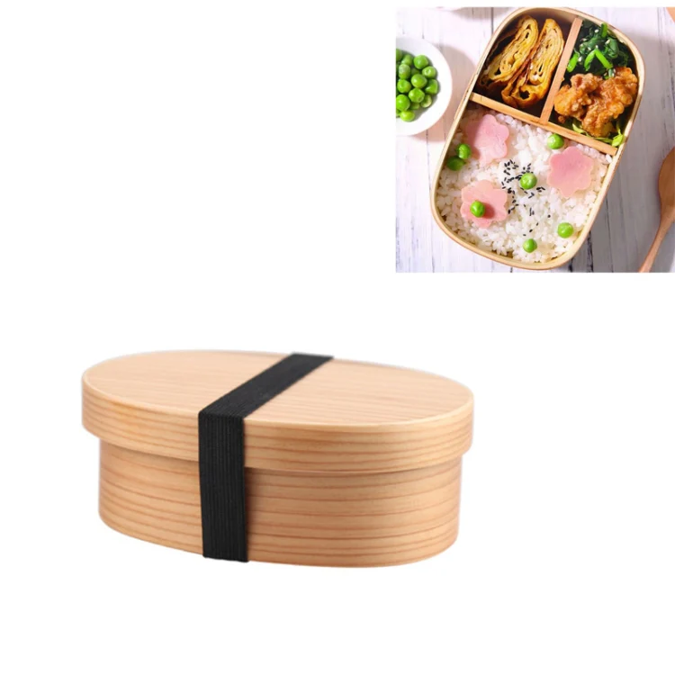 Wood Environmental Protection Tableware Portable Lunch Box Bento Box, Style:Single Layer(Wood Color) - Image 2