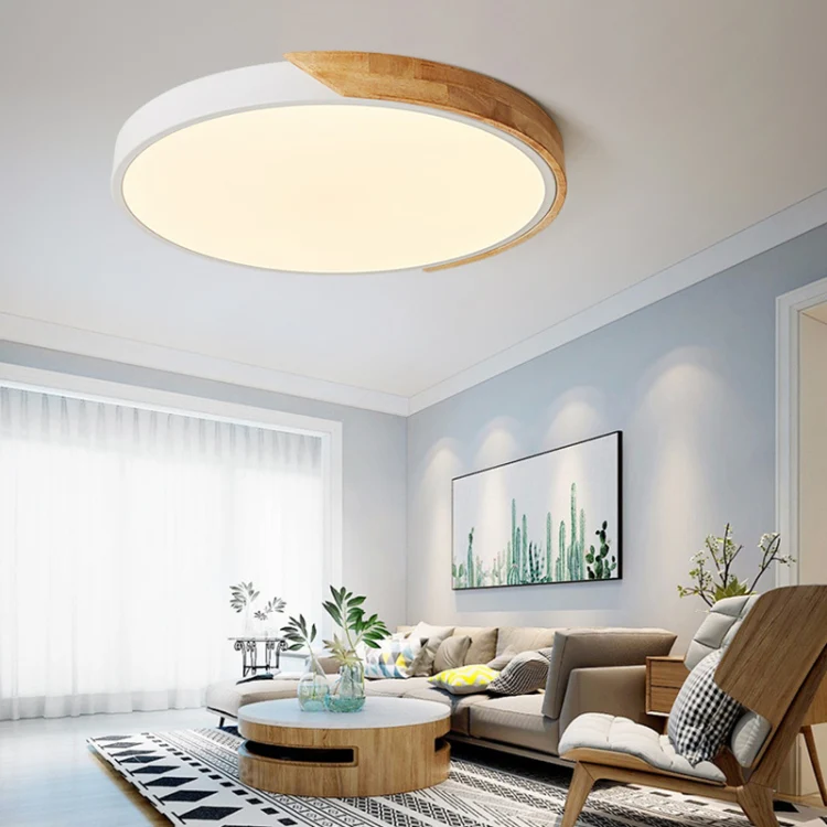 Wood Macaron LED Round Ceiling Lamp, 3-Colors Light, Size:23cm(Green) - Image 7