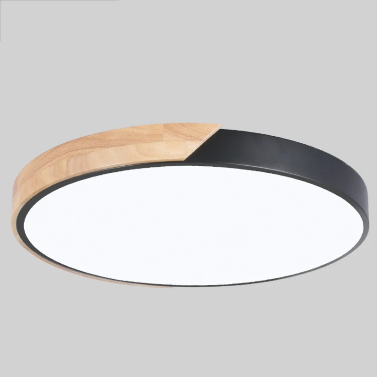 Wood Macaron LED Round Ceiling Lamp, 3-Colors Light, Size:50cm(Black) - Image 2