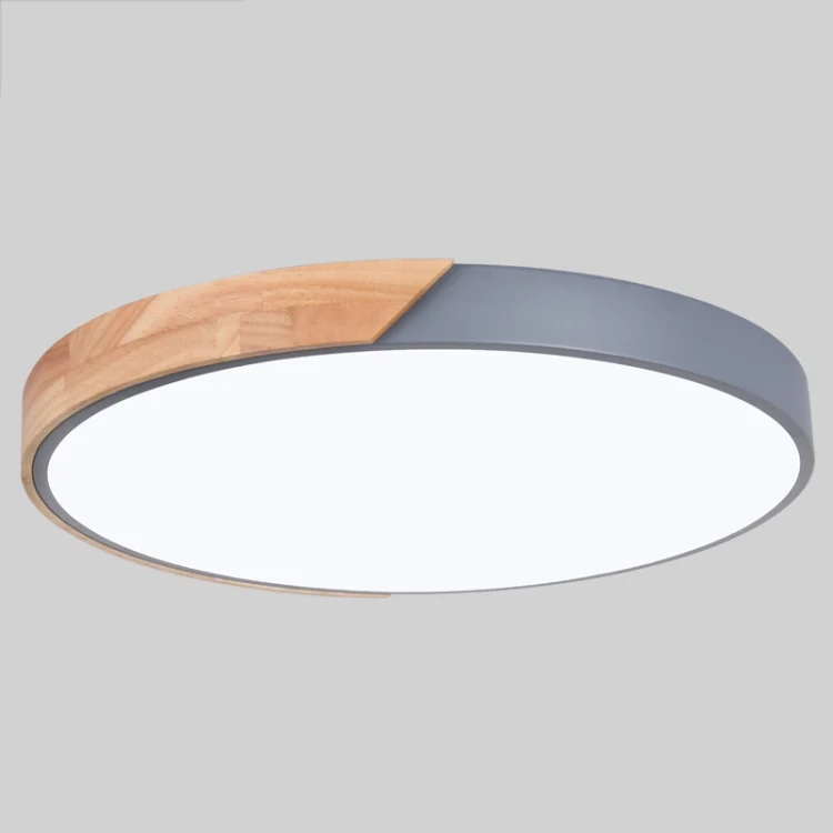 Wood Macaron LED Round Ceiling Lamp, Stepless Dimming, Size:23cm(Grey) - Image 2