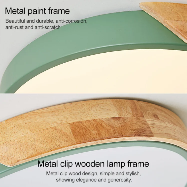 Wood Macaron LED Round Ceiling Lamp, Stepless Dimming, Size:23cm(Grey) - Image 6