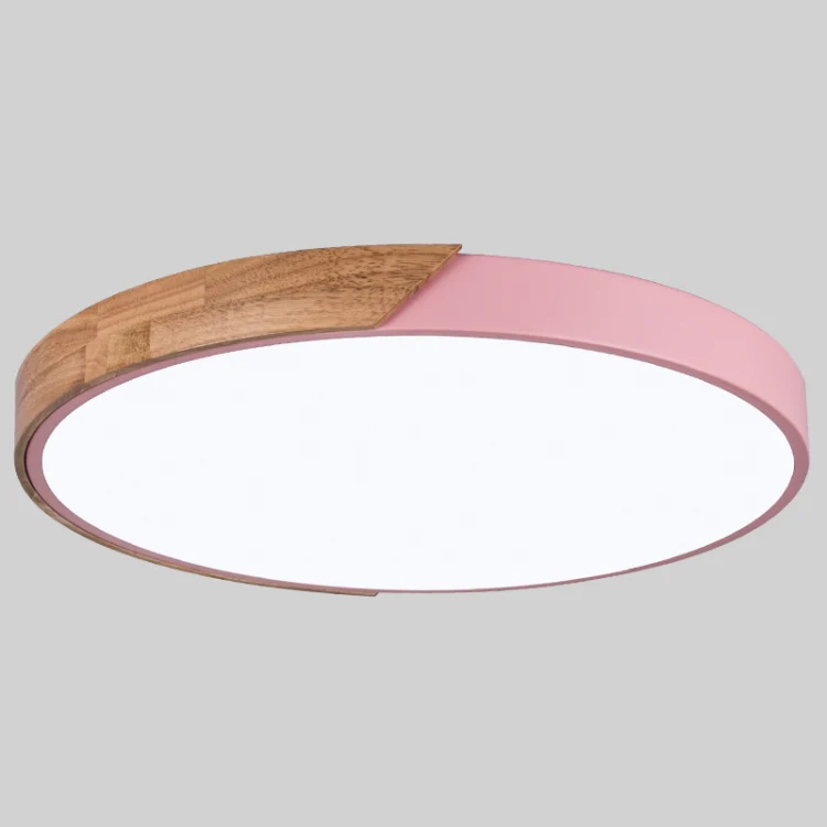 Wood Macaron LED Round Ceiling Lamp, Stepless Dimming, Size:40cm(Pink) - Image 2