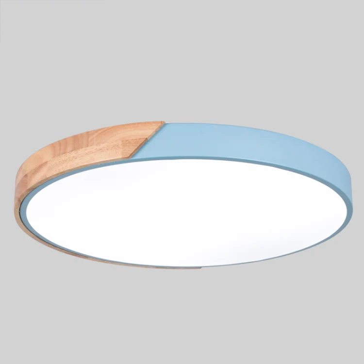 Wood Macaron LED Round Ceiling Lamp, White Light, Size:30cm(Blue) - Image 2