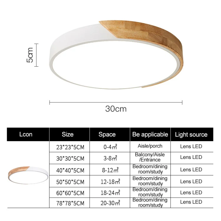 Wood Macaron LED Round Ceiling Lamp, White Light, Size:30cm(Pink) - Image 3