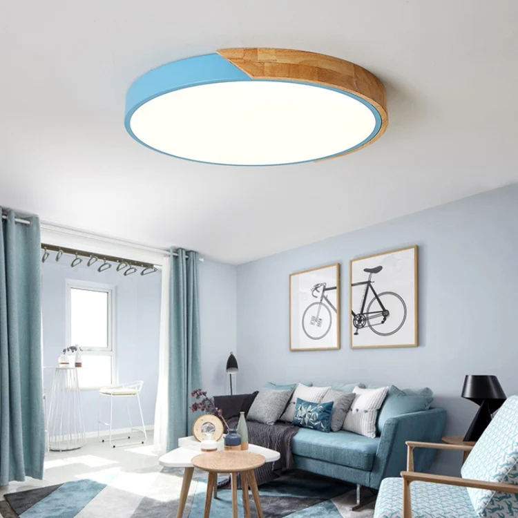 Wood Macaron LED Round Ceiling Lamp, White Light, Size:30cm(Pink) - Image 7