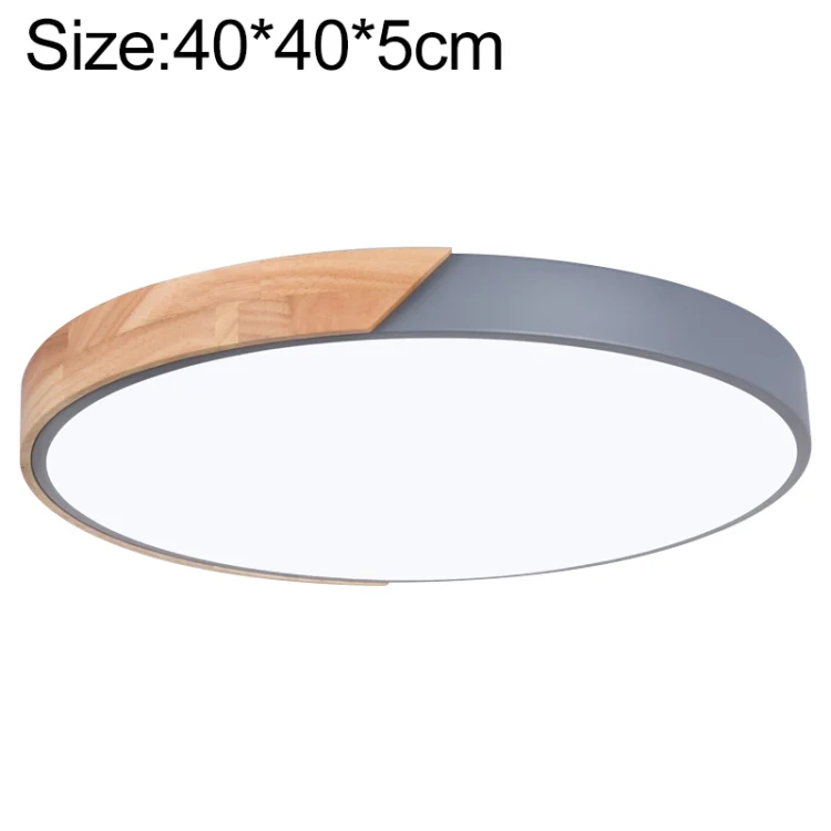 Wood Macaron LED Round Ceiling Lamp, White Light, Size:40cm(Grey)