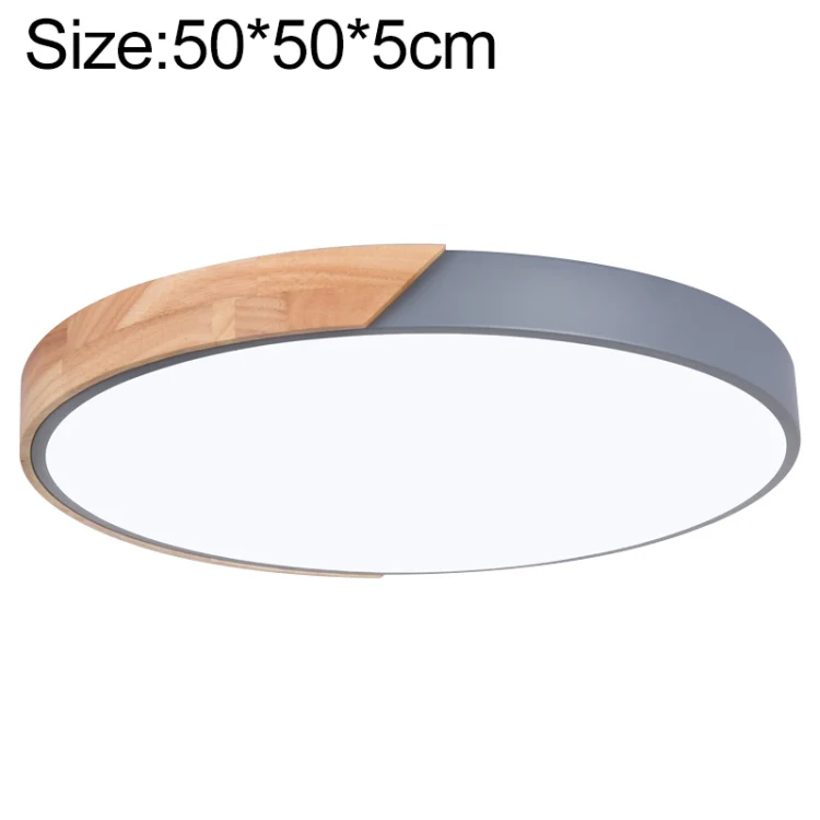 Wood Macaron LED Round Ceiling Lamp, White Light, Size:50cm(Grey)