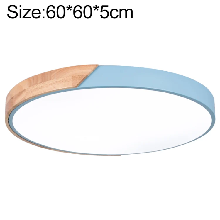 Wood Macaron LED Round Ceiling Lamp, White Light, Size:60cm(Blue)