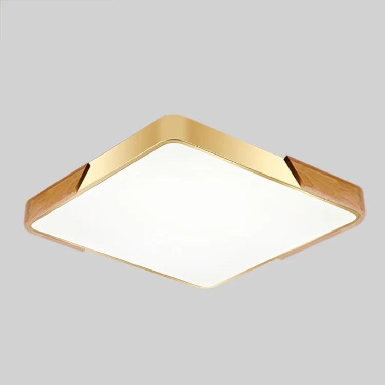 Wood Macaron LED Square Ceiling Lamp, 3-Colors Light, Size:40cm(Gold) - Image 2