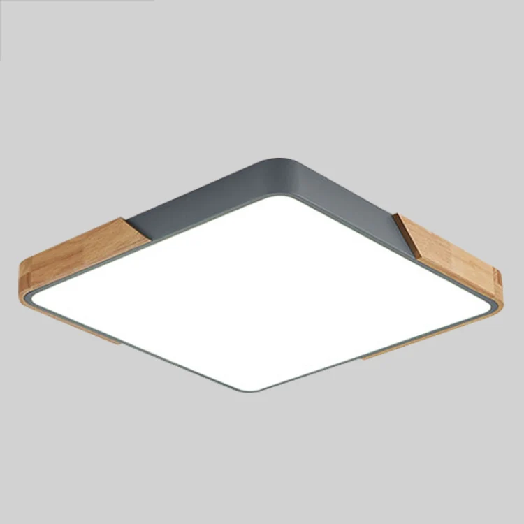 Wood Macaron LED Square Ceiling Lamp, 3-Colors Light, Size:40cm(Grey) - Image 2