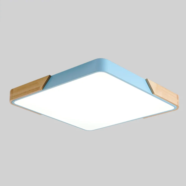 Wood Macaron LED Square Ceiling Lamp, 3-Colors Light, Size:50cm(Blue) - Image 2