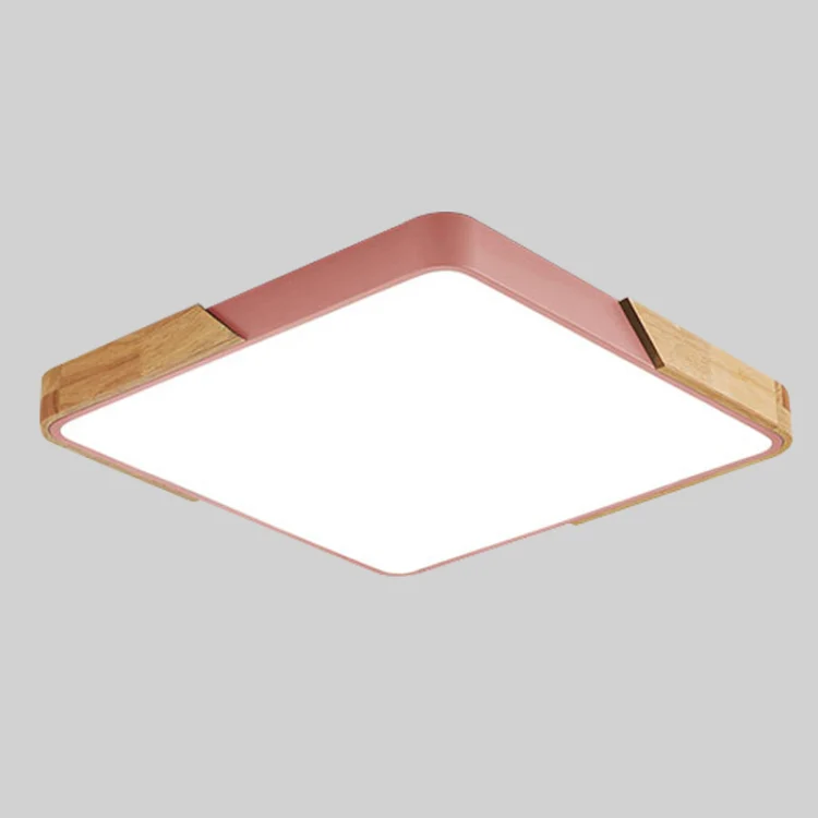 Wood Macaron LED Square Ceiling Lamp, 3-Colors Light, Size:50cm(Pink) - Image 2