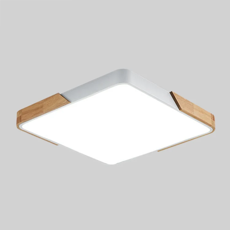 Wood Macaron LED Square Ceiling Lamp, 3-Colors Light, Size:50cm(White) - Image 2