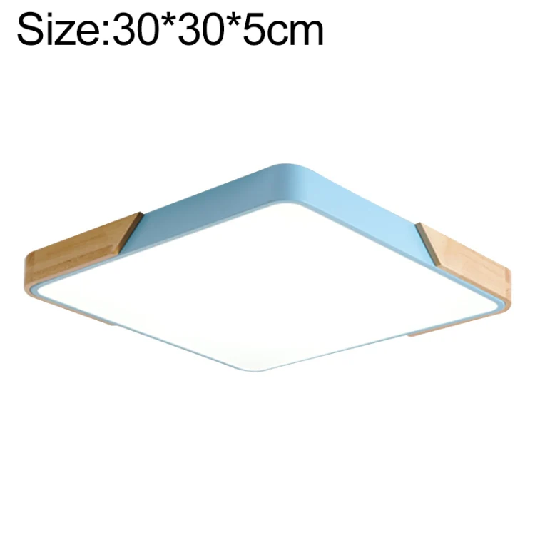 Wood Macaron LED Square Ceiling Lamp, Stepless Dimming, Size:30cm(Blue)