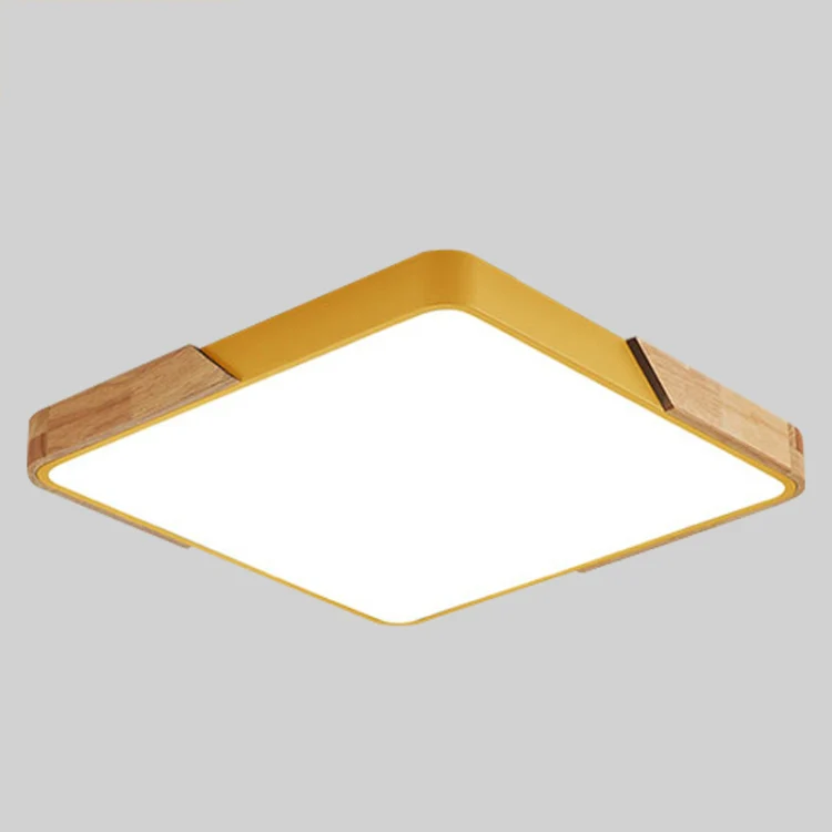 Wood Macaron LED Square Ceiling Lamp, Stepless Dimming, Size:30cm(Yellow) - Image 2