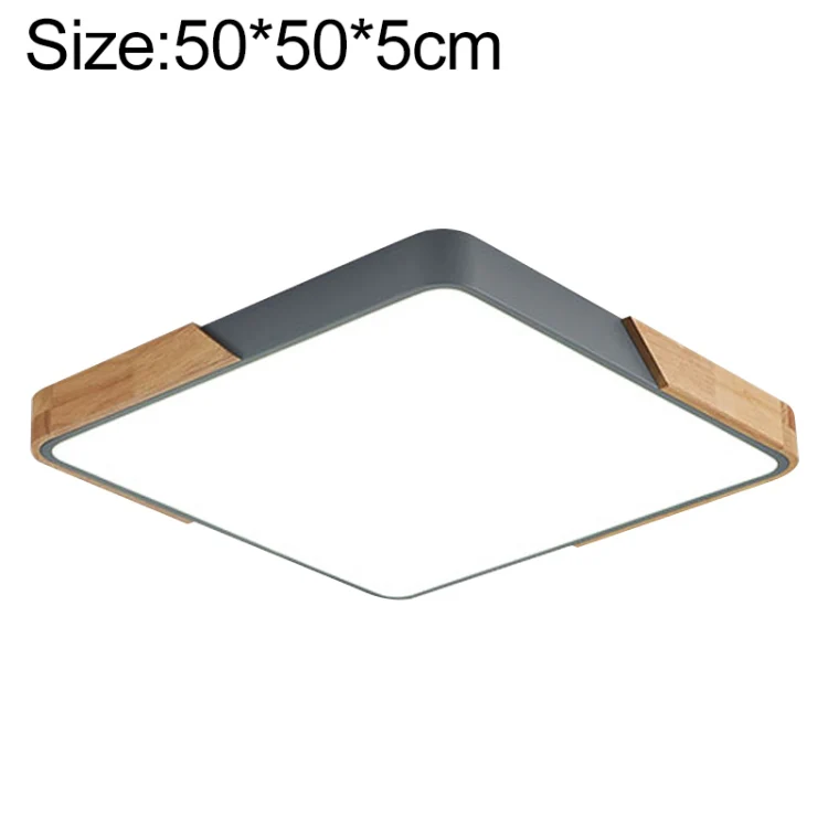 Wood Macaron LED Square Ceiling Lamp, Stepless Dimming, Size:50cm(Grey)