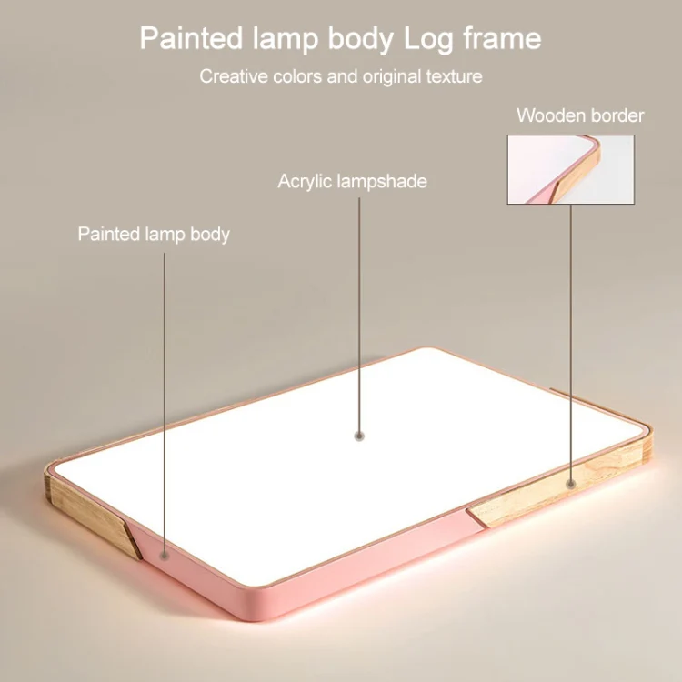 Wood Macaron LED Square Ceiling Lamp, White Light, Size:40cm(Pink) - Image 4