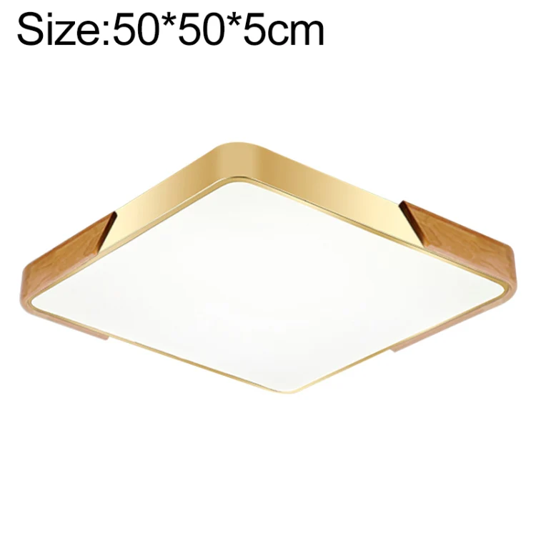 Wood Macaron LED Square Ceiling Lamp, White Light, Size:50cm(Gold)