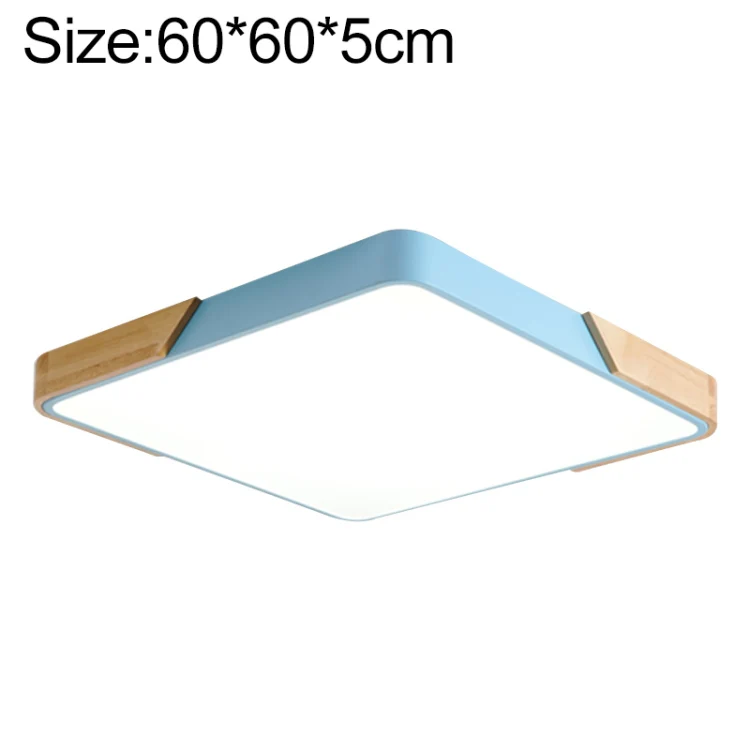 Wood Macaron LED Square Ceiling Lamp, White Light, Size:60cm(Blue)