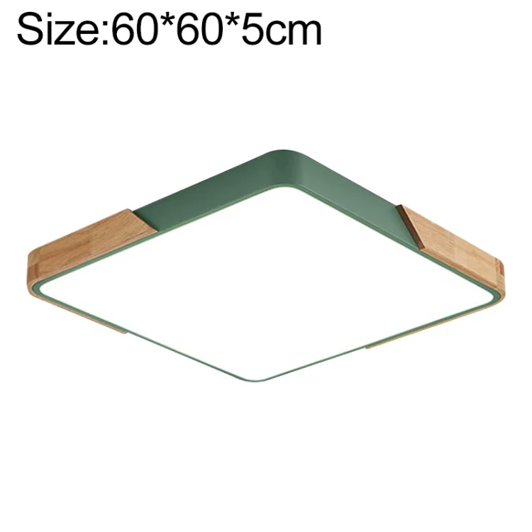 Wood Macaron LED Square Ceiling Lamp, White Light, Size:60cm(Green)