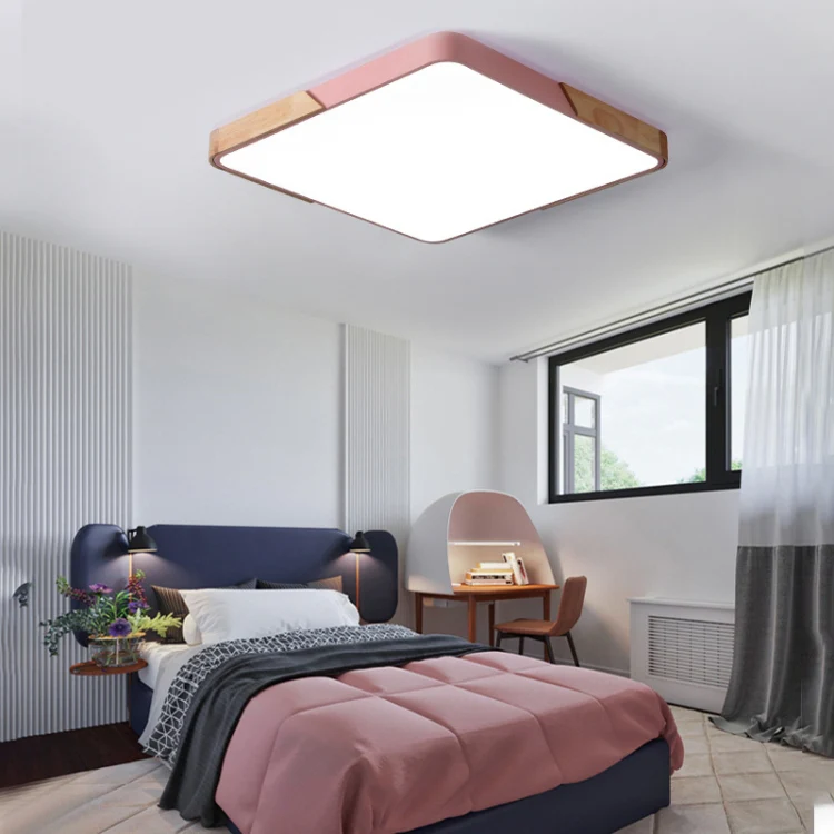 Wood Macaron LED Square Ceiling Lamp, White Light, Size:60cm(Grey) - Image 6