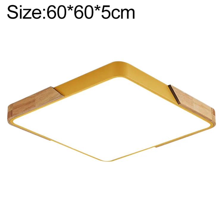 Wood Macaron LED Square Ceiling Lamp, White Light, Size:60cm(Yellow)