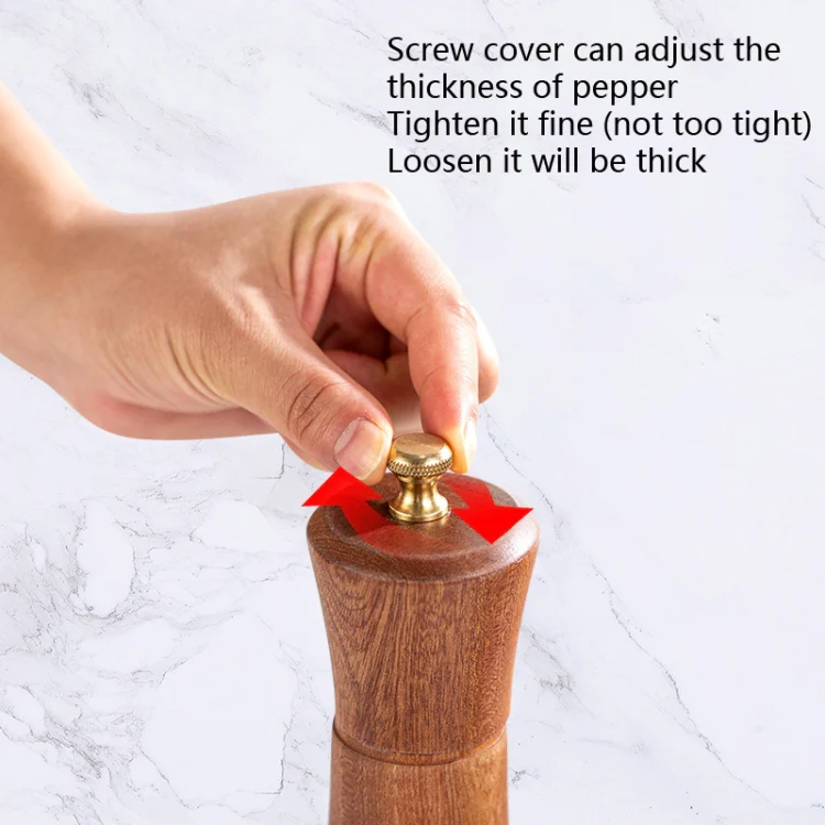 Wood Pepper Grinder Kitchen Household Manual Solid Pepper Powder Black Pepper Mill Grinder Bottle Seasoning Jar, Specification: 8 inch - Image 3