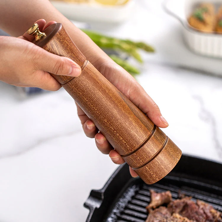Wood Pepper Grinder Kitchen Household Manual Solid Pepper Powder Black Pepper Mill Grinder Bottle Seasoning Jar, Specification: 8 inch - Image 4