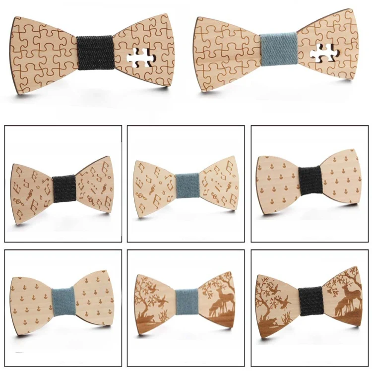 Wooden Bow Tie Men Bow Clothing Decoration, Color: Music Blue - Image 2