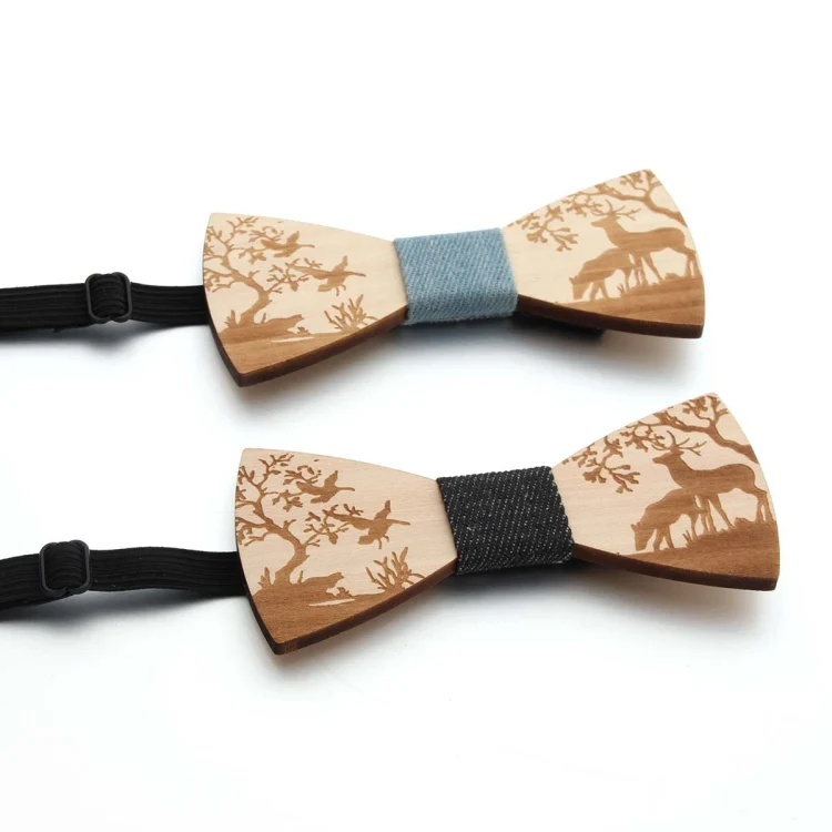 Wooden Bow Tie Men Bow Clothing Decoration, Color: Puzzle Black - Image 4