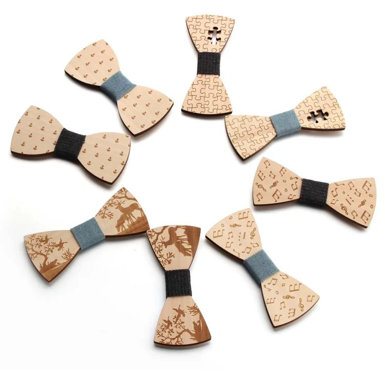 Wooden Bow Tie Men Bow Clothing Decoration, Color: Puzzle Black - Image 5