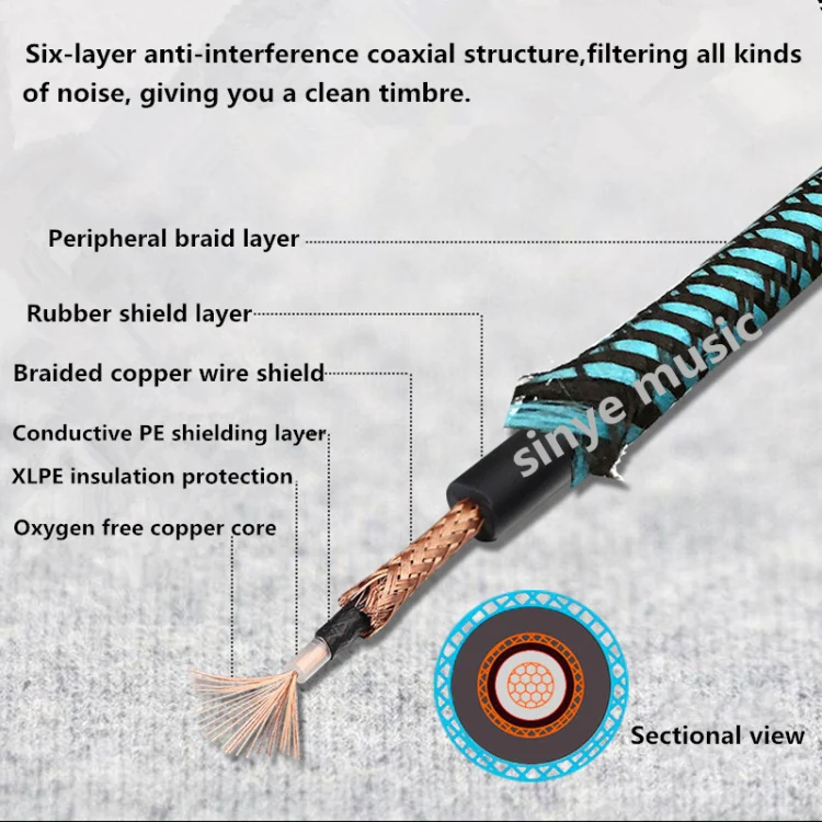 Wooden Guitar Bass Connection Cable Noise Reduction Audio Cable, Cable Length: 10m, Random Color Delivery - Image 7