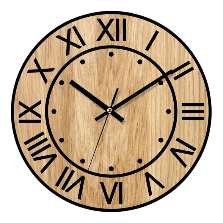 Wooden Round Analog-Digital Wall Clock 3D Decorative Home Wall Clock, Size: 30cm(05)