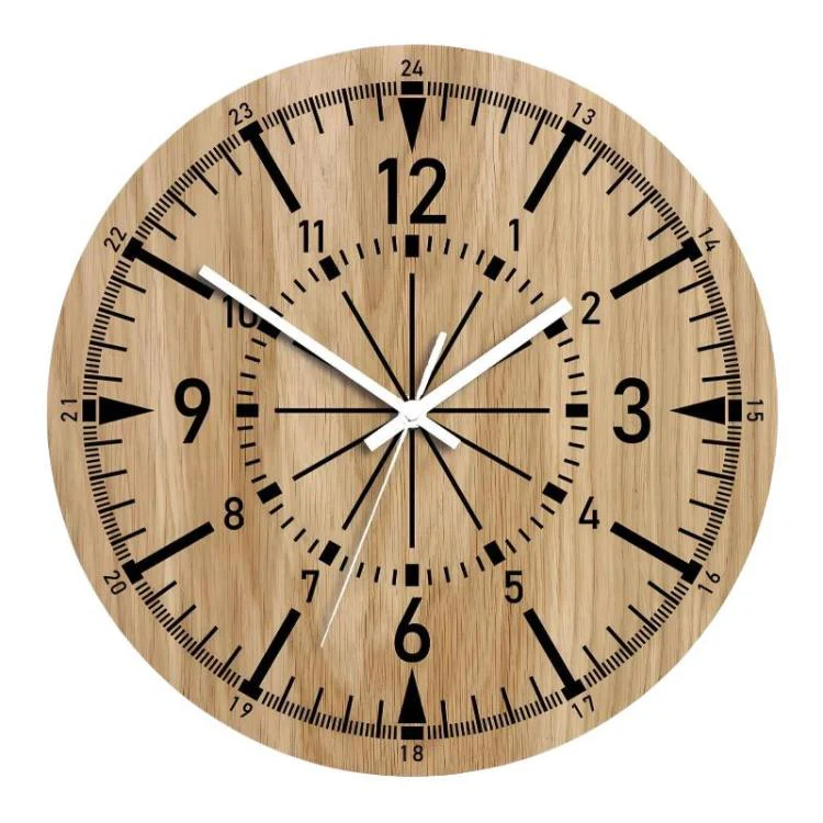 Wooden Round Analog-Digital Wall Clock 3D Decorative Home Wall Clock, Size: 30cm(09)