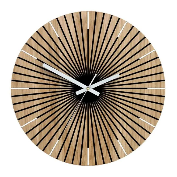 Wooden Round Analog-Digital Wall Clock 3D Decorative Home Wall Clock, Size: 30cm(10)
