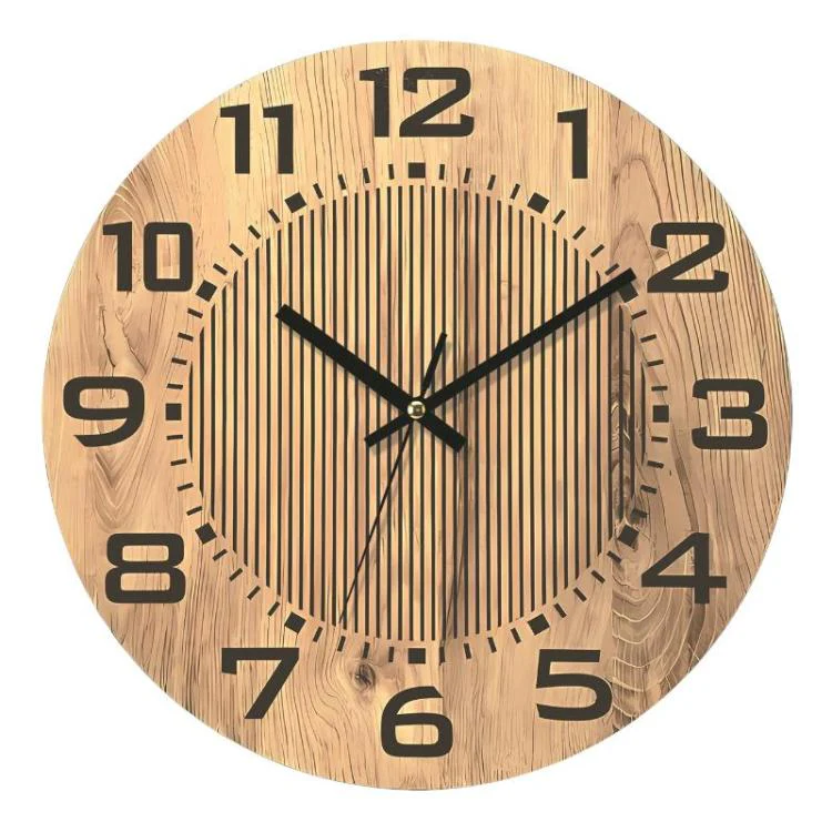 Wooden Round Analog-Digital Wall Clock 3D Decorative Home Wall Clock, Size: 30cm(11)