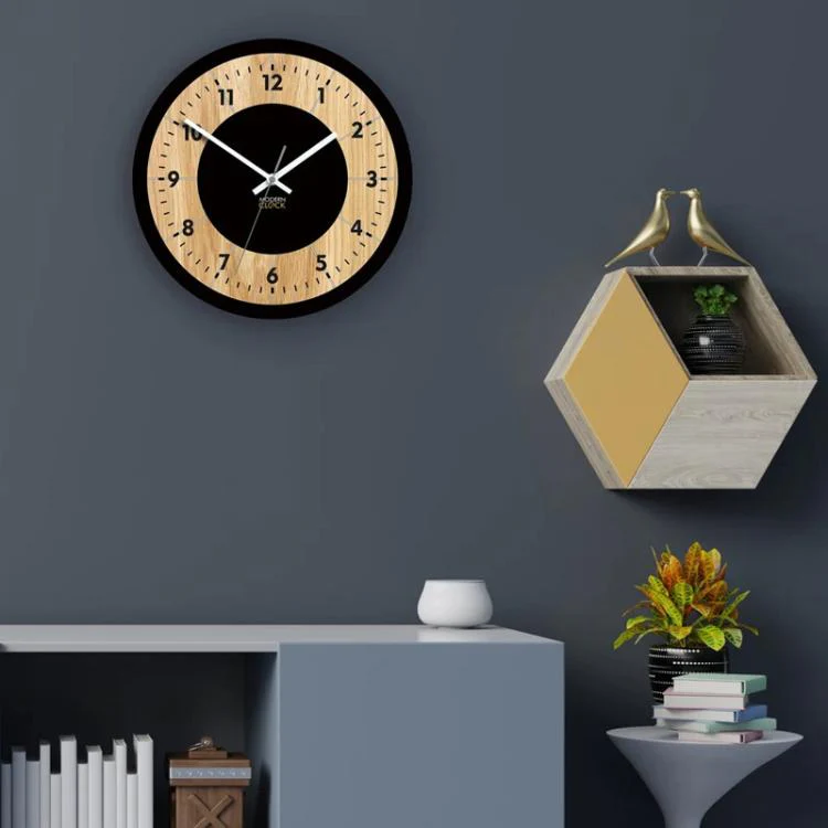 Wooden Round Analog-Digital Wall Clock 3D Decorative Home Wall Clock, Size: 34cm(01) - Image 2